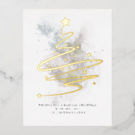 Künstlerischer Weihnachtsbaum Winter Wasserfarbe Folien Feiertagspostkarte