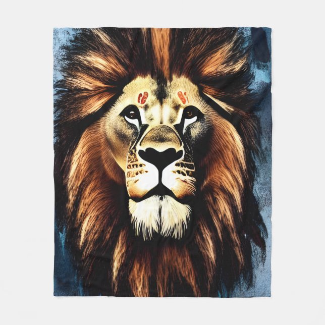 Künstlerischer Wilder Afrikanische Löwe Fleecedecke (Vorderseite)
