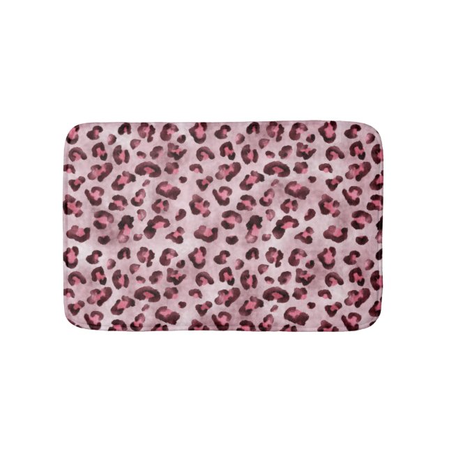 Künstlerischer Wildkatzenfell-Textur mit rosa Leop Badematte (Vorderseite)