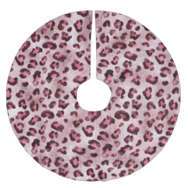 Künstlerischer Wildkatzenfell-Textur mit rosa Leop Polyester Weihnachtsbaumdecke