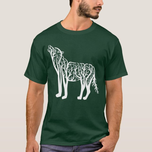 Künstlerischer Wolf Tree Animal Nature Men's T-Shirt (Vorderseite)