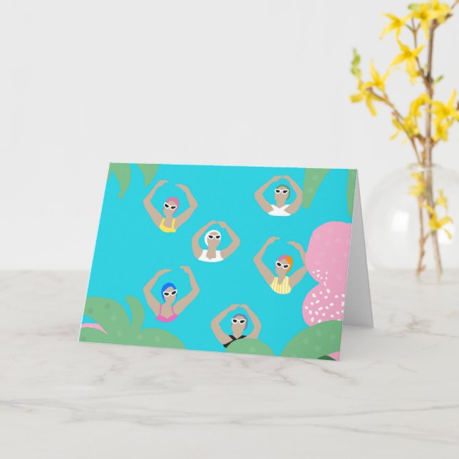 Künstlerisches Baden | Künstlerische Schwimmillust Karte (Gelbe Blume)