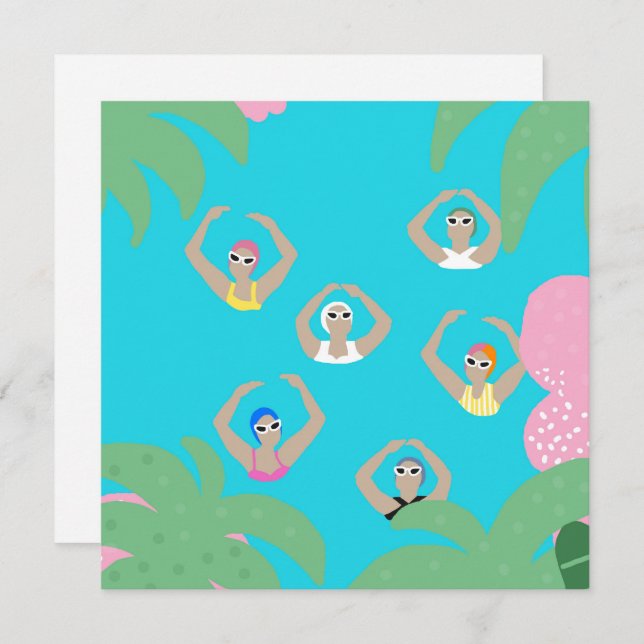 Künstlerisches Baden | Künstlerische Schwimmillust Karte (Vorne/Hinten)