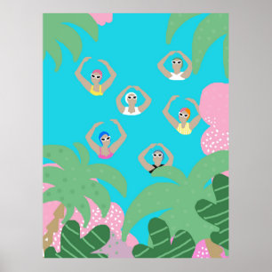 Künstlerisches Baden   Künstlerische Schwimmillust Poster