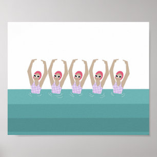 Künstlerisches Baden   Synchro Swimming Design Art Poster