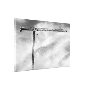 Künstlerisches Bau-Kran-Schwarzweiss-Foto Leinwanddruck