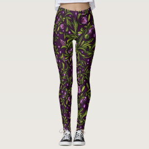Künstlerisches Blumenmotiv: Lila Blüten Leggings