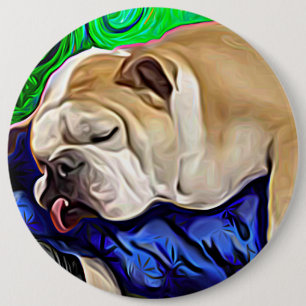 Künstlerisches Bulldoghundporträt Button