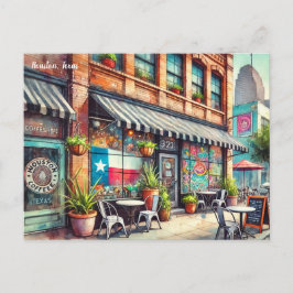 Künstlerisches Café in Houston Texas Postcard Postkarte