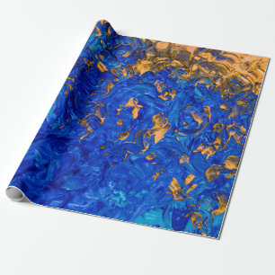 Künstlerisches Cobalt Blau Golden Yellow Acrylic M Geschenkpapier