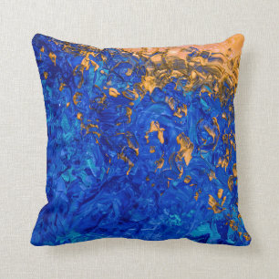 Künstlerisches Cobalt Blau Golden Yellow Acrylic M Kissen