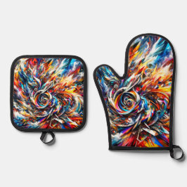 Künstlerisches Design Ofenhandschuh & Topflappen-Set