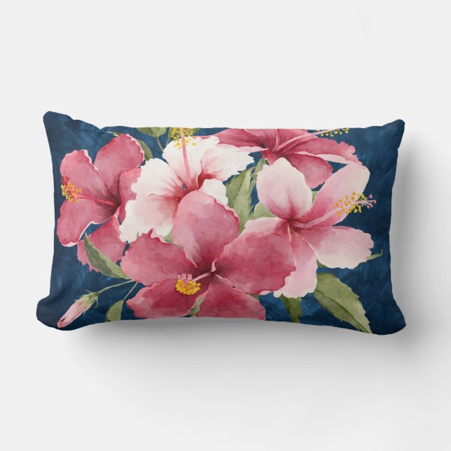 Künstlerisches Design tiefblau und Aquarellfarben  Lendenkissen (Vorderseite)