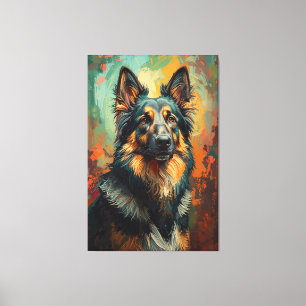 Künstlerisches deutsches Shepherd Portrait Vibrant Leinwanddruck