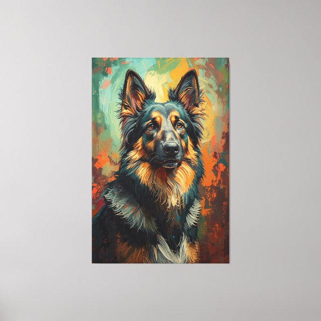 Künstlerisches deutsches Shepherd Portrait Vibrant Leinwanddruck (Vorderseite)
