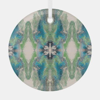Künstlerisches Fluid-Abstrakt in Aqua und Grün Ornament Aus Glas