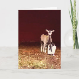 Künstlerisches Foto einer Ziege und ihre Katzengrü Karte