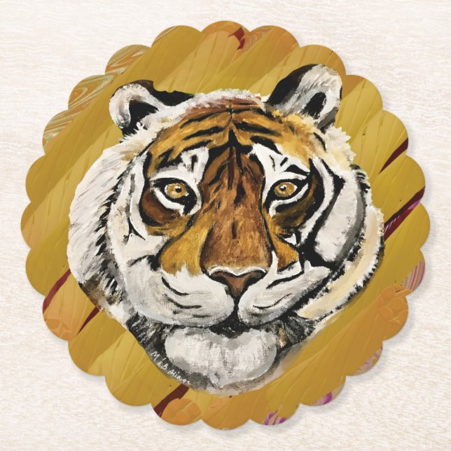 Künstlerisches Gesicht der Tigermalerei Untersetzer (Vorderseite)