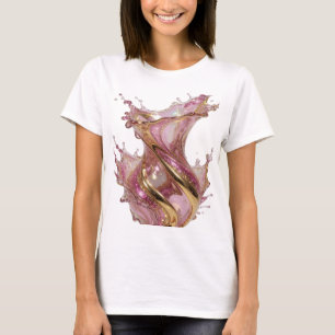 Künstlerisches Gold GOLDENER GLITTERREGEN 3D-Textk T-Shirt