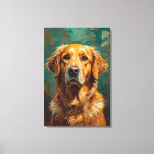 Künstlerisches Golden Dog Portrait Lebende Ölmaler Leinwanddruck