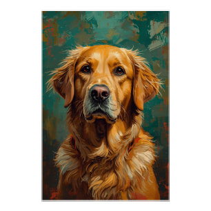Künstlerisches Golden Dog Portrait Lebende Ölmaler Poster