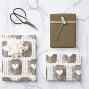 Künstlerisches Goldenes Herz Zeichne Familie Weihn Geschenkpapier Set