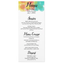 Künstlerisches Gouache Watercolor Wedding Menu