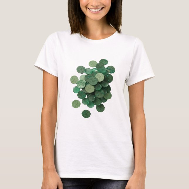 Künstlerisches Grün GRÜNE BLÄTTER Text Design T-Shirt (Vorderseite)