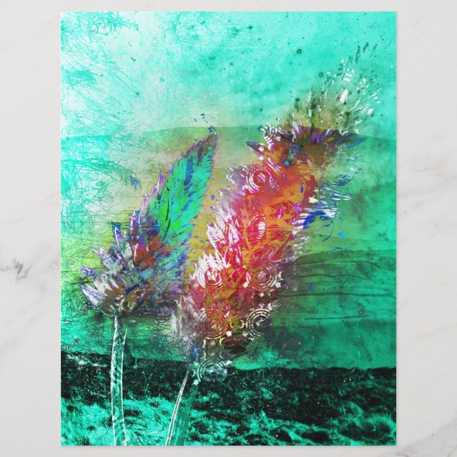 Künstlerisches Grunge Cattails Scrapbook Paper (Vorderseite)