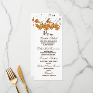Künstlerisches Hochzeitsmenü für Herbst Menükarte