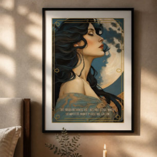 Künstlerisches KI-Poster für Frauen und Mond Poster