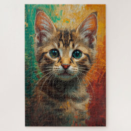 Künstlerisches Kitten Portrait - Vibrierende Ölmal Puzzle