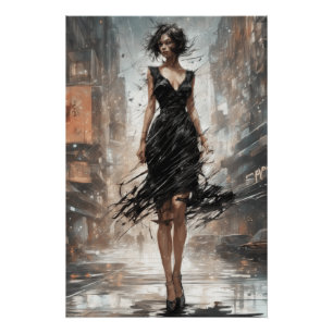 Künstlerisches Kleines Schwarzes Kleid Rendering A Poster