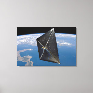 Künstlerisches Konzept von NanoSail-D im Weltraum Leinwanddruck