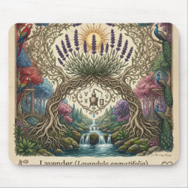 Künstlerisches Lavendelblüten- und Wasserfall-Maus Mousepad