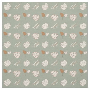 Künstlerisches Leaf Muster Creme Brown Sage Green Stoff