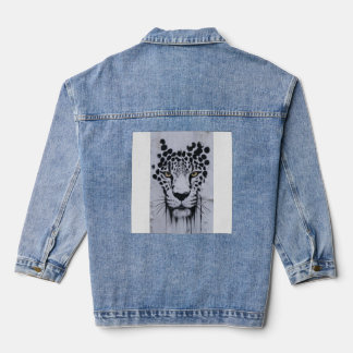 Künstlerisches Leopard-Porträt Kinder Hoodie Jeansjacke