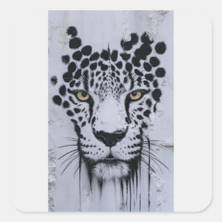 Künstlerisches Leopard-Porträt Wildlife Hoodie & L Quadratischer Aufkleber