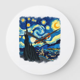 Künstlerisches Libellen-Shirt Van Gogh Sternennach Große Wanduhr