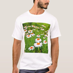 Künstlerisches Licht und farbenfrohe weiße Gartend T-Shirt