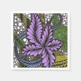 Künstlerisches lila tropisches Blumen-Zentangle-Pa Serviette