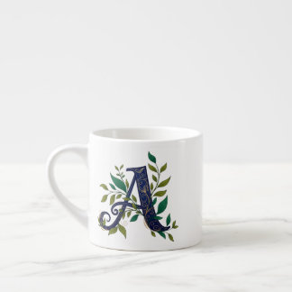 Künstlerisches M – Fantasieblau und goldener Buchs Espressotasse