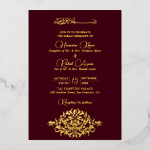 Künstlerisches Marineburgund Florales Paisley-Hoch Folieneinladung