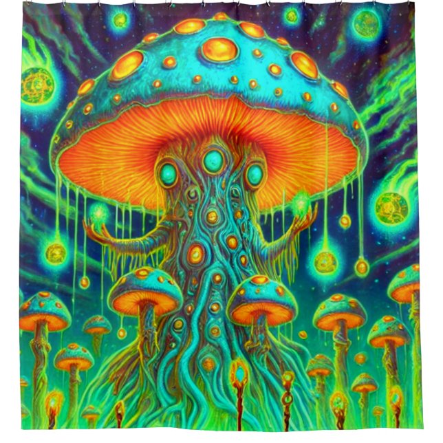 Künstlerisches Mushroom-Design Duschvorhang (Vorderseite)