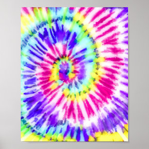 Künstlerisches Neon-Regenbogen-Gefärbte Krawatte W Poster
