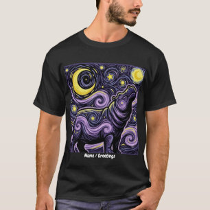 Künstlerisches Nilpferd, das den sternenklaren Nac T-Shirt