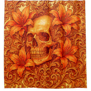 Künstlerisches Orangenschädeldesign Duschvorhang