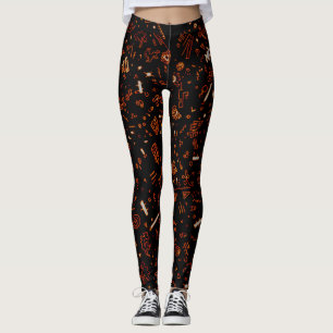 Künstlerisches Orangenschwarz Leggings