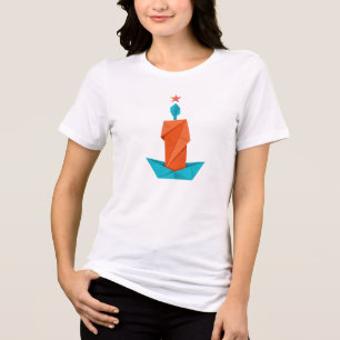 Künstlerisches Origami-Kerzen- und Papierboot-Graf Tri-Blend Shirt