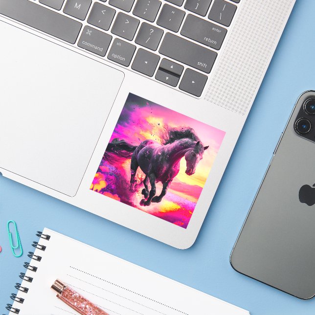 Künstlerisches Pferd Aufkleber (Laptop mit iPhone)